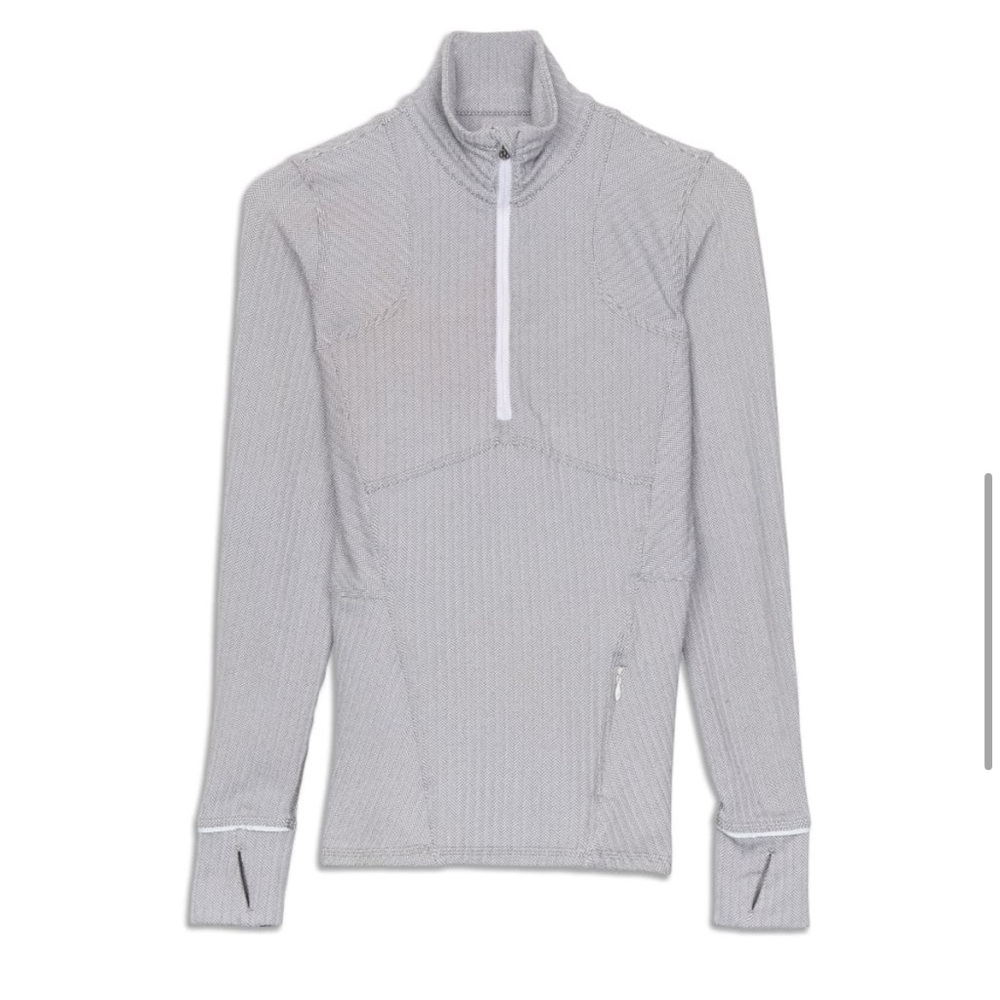 Lululemon Kanto Catch Me 1/2 Zip Heathered Herringbone Heathered White Slate